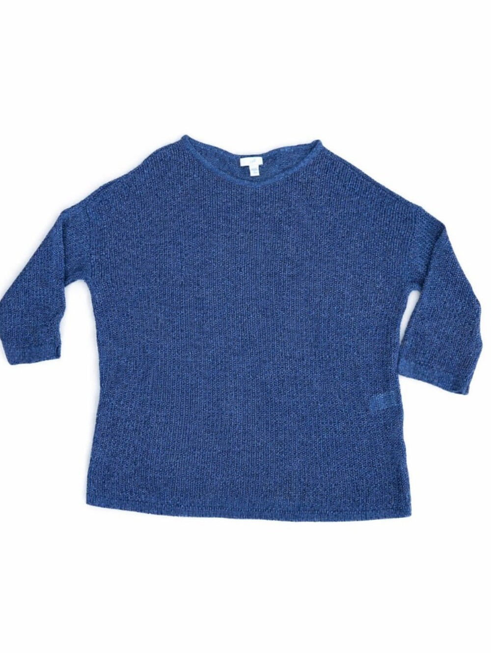 J. Jill Blue Linen Viscose Teal Lightweight Knit Sweater Size SP
